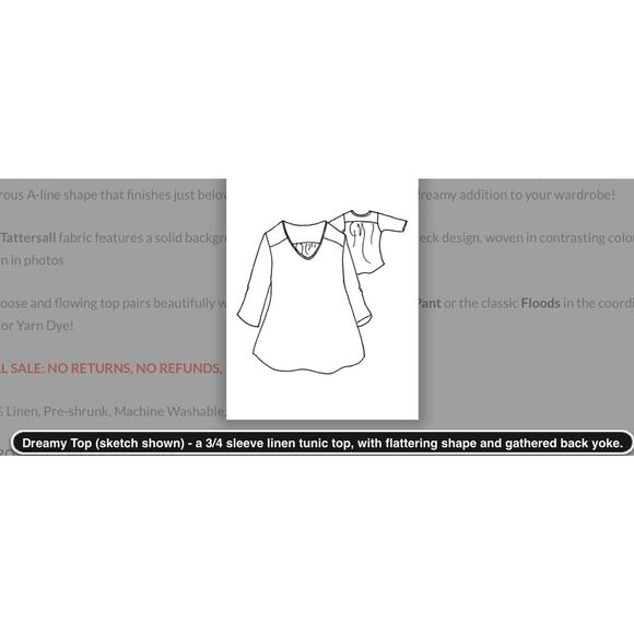 NWT FLAX Linen Medium Salmon Pink Tattersall Dolman Dress Tunic Top Plaid Office - Picture 7 of 7